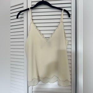 Scalloped Edge Tank Top Cream XS